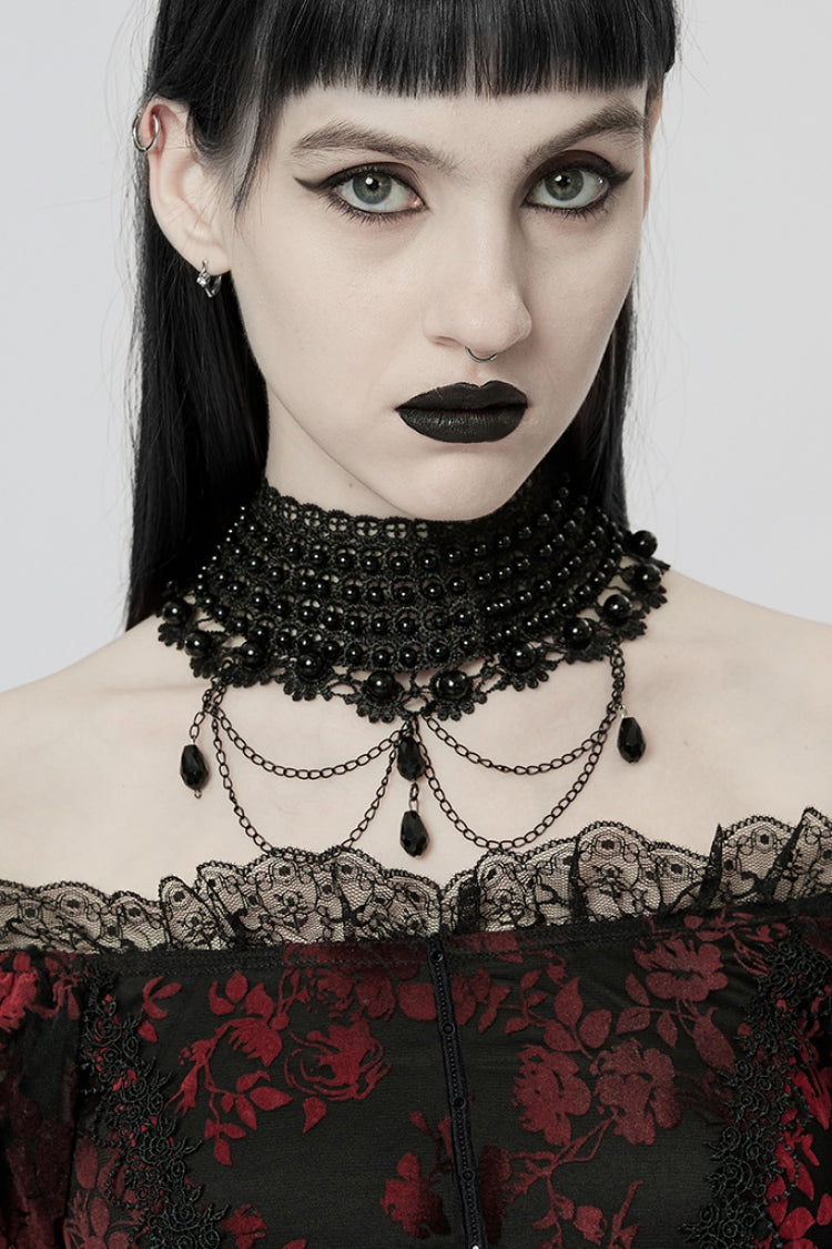 Pearl Hollow Lace Gothic Elegant Necklace Choker