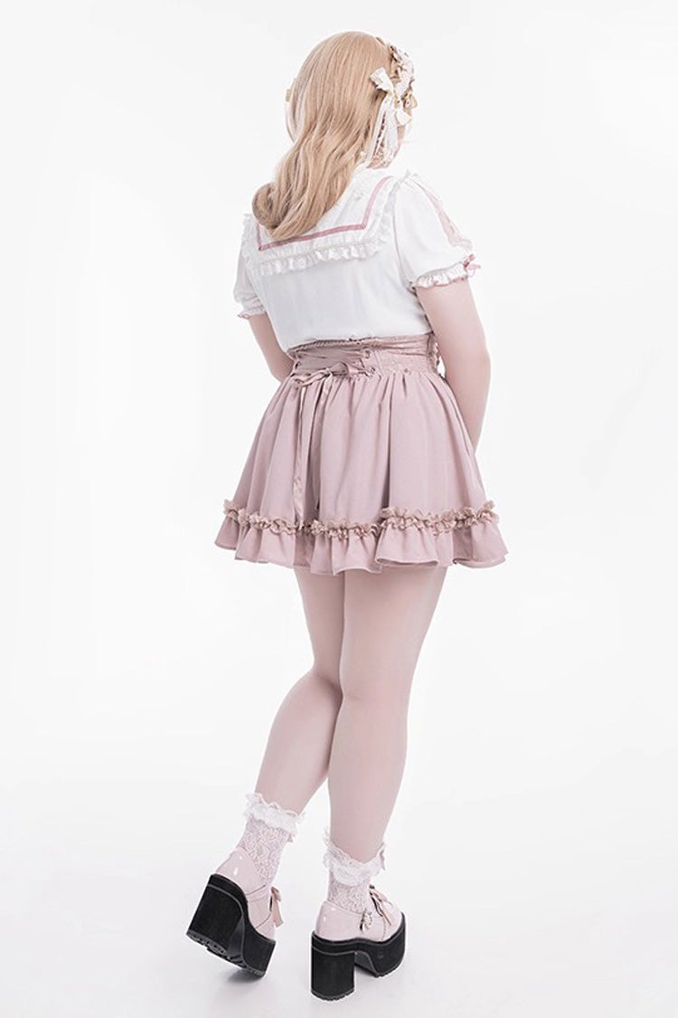Sweet Ruffle Lace Lace-Up Japanese Jirai Kei Skirt 4 Colors