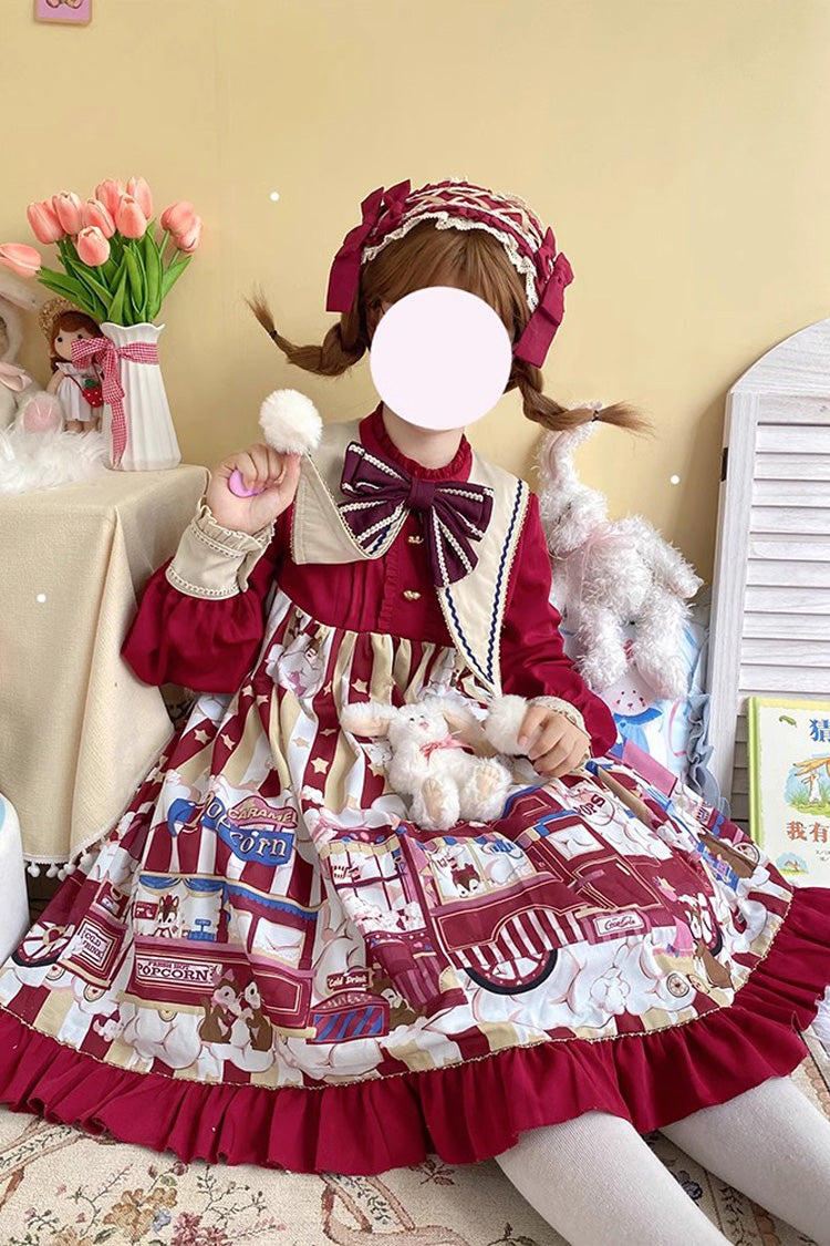 Crimson Squirrel Popcorn Bow Sweet Lolita Gown