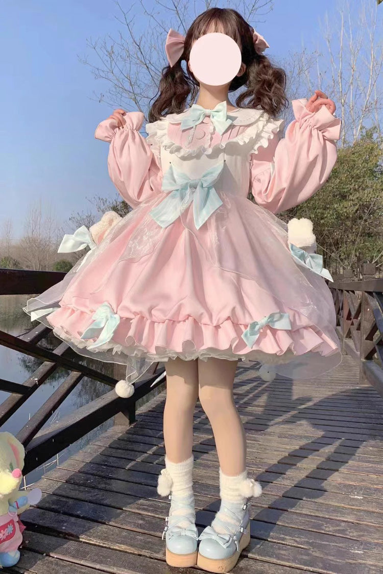 Bear Motif High-Waisted Ruffle Bow Sweet Lolita Dress