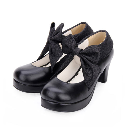 Big Bowknot Sweet Lolita Shoes - Round Toe Style