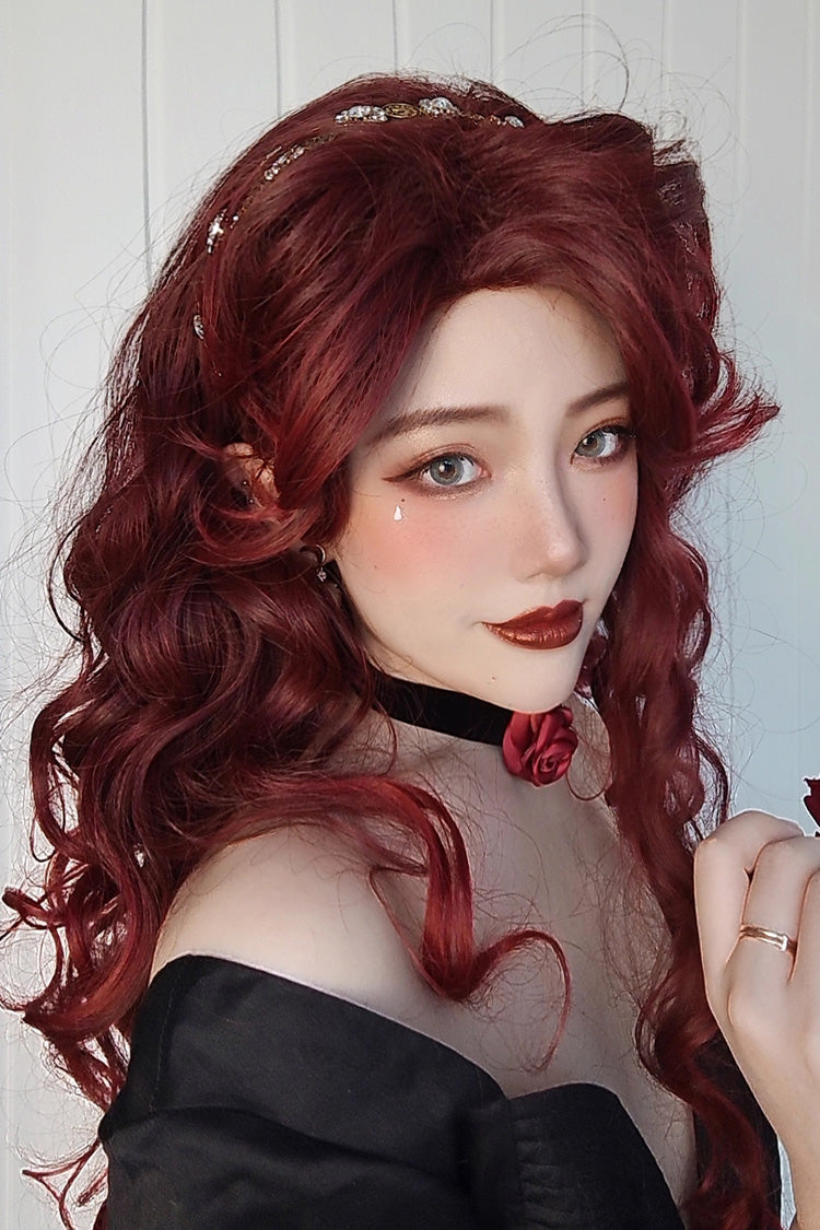 Villain Miss Dark Red Curly Sweet Lolita Wig