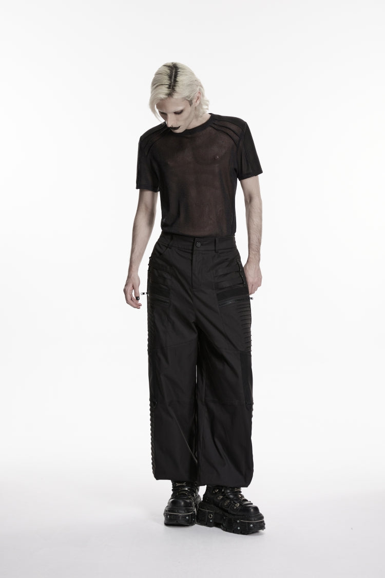 Men's Gothic Tapered Trousers with Pleats, Black