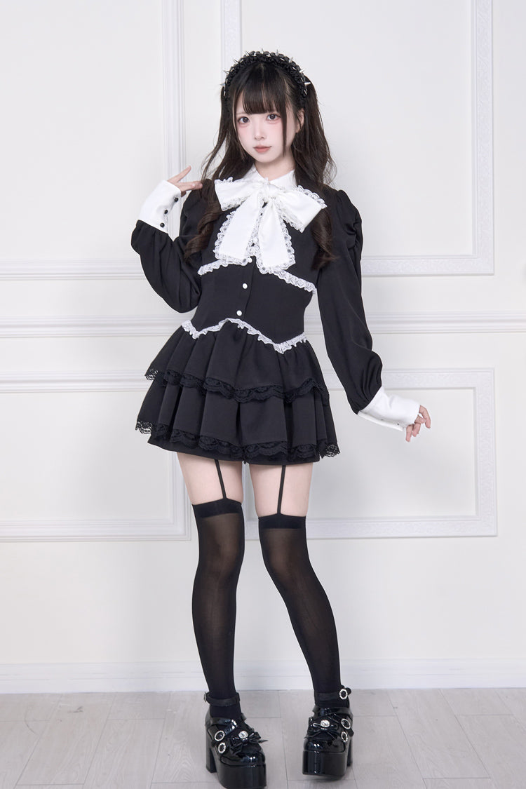 Layered Bow Tie Jirai Kei Outfit with Shorts