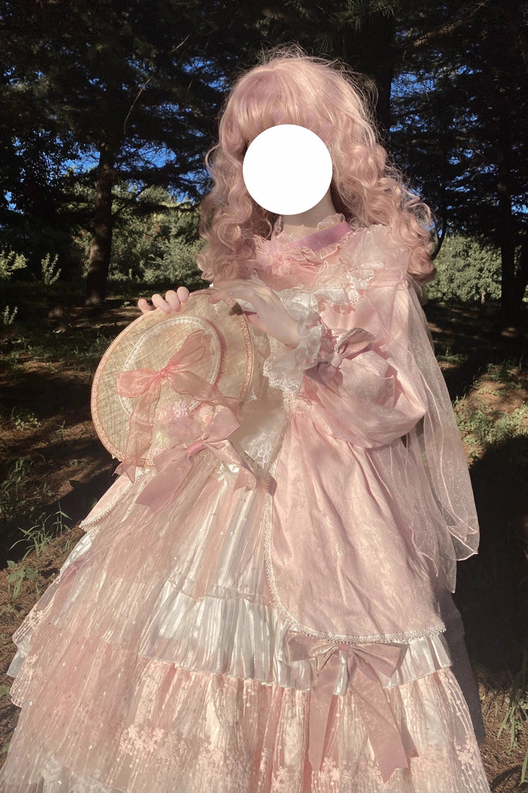 Rose Long-Sleeve Ruffled Bow Layered Lolita Dress