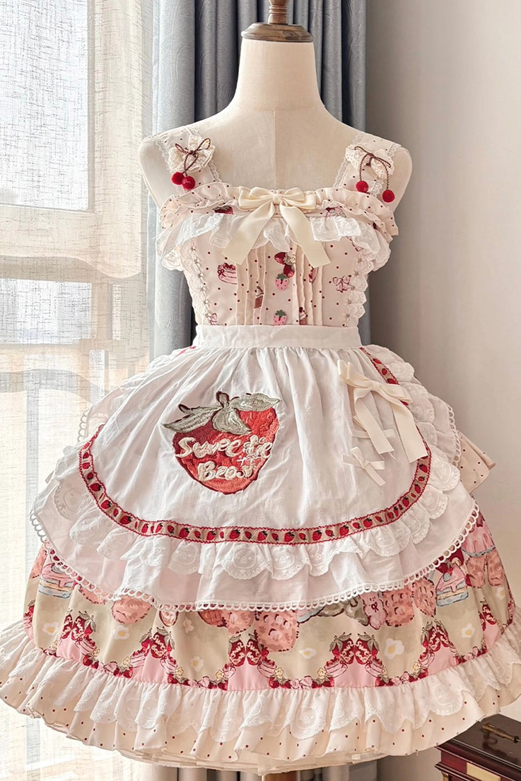 Sleeveless Double-Layered Print Ruffle Sweet Princess Lolita Jsk Ivory