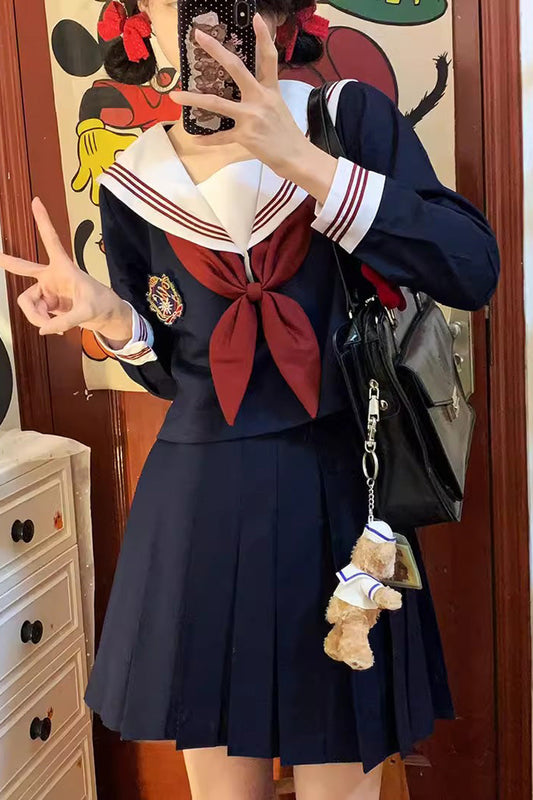 Cerulean Sailor School Outfit with Bowknot and Snowflake Motif