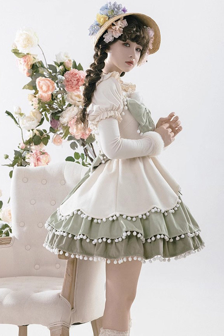 Confession Function Multi-Layer Ruffle Bowknot Color Block Sweet Lolita Jsk Dress