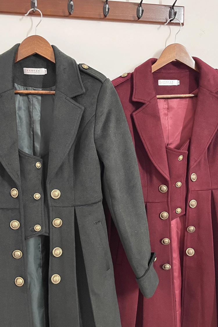 Wool Slim Gothic Trench Coat with Long Sleeves - Paranoid's Punishment, 4 Shades