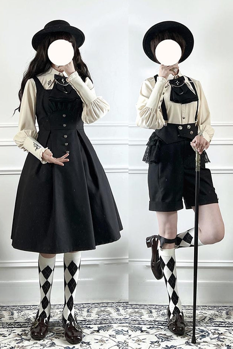Gothic Lolita Dress with Metal Buttons and Raven Magic Theme