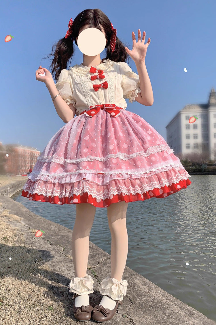 Printed Ruffled Bow Sweet Lolita Skirt