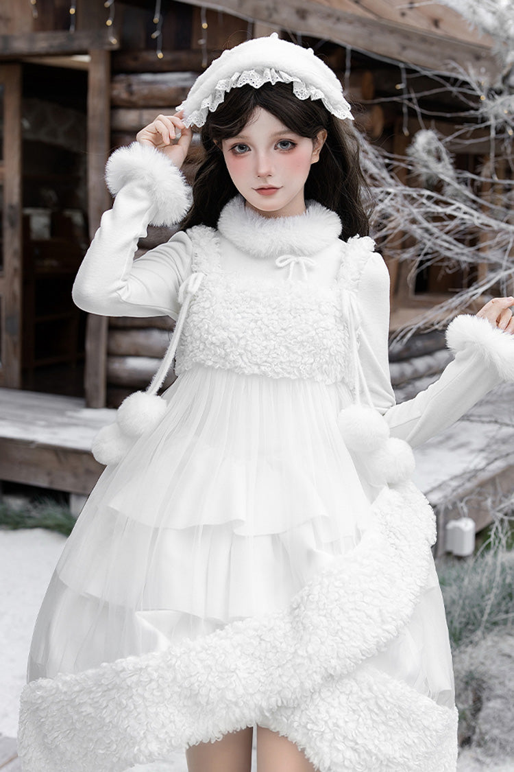 Triple Ruffled Bow Sweet Lolita JSK Outfit
