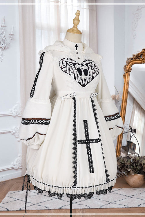 Cream Gothic OP Dress - Demon Rabbit with Detachable Hat