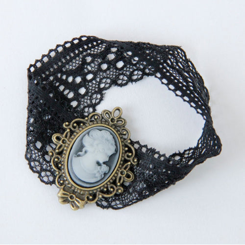 Gothic Lolita Victorian Beauty Elastic Headband Black Lace Armband Bracelet