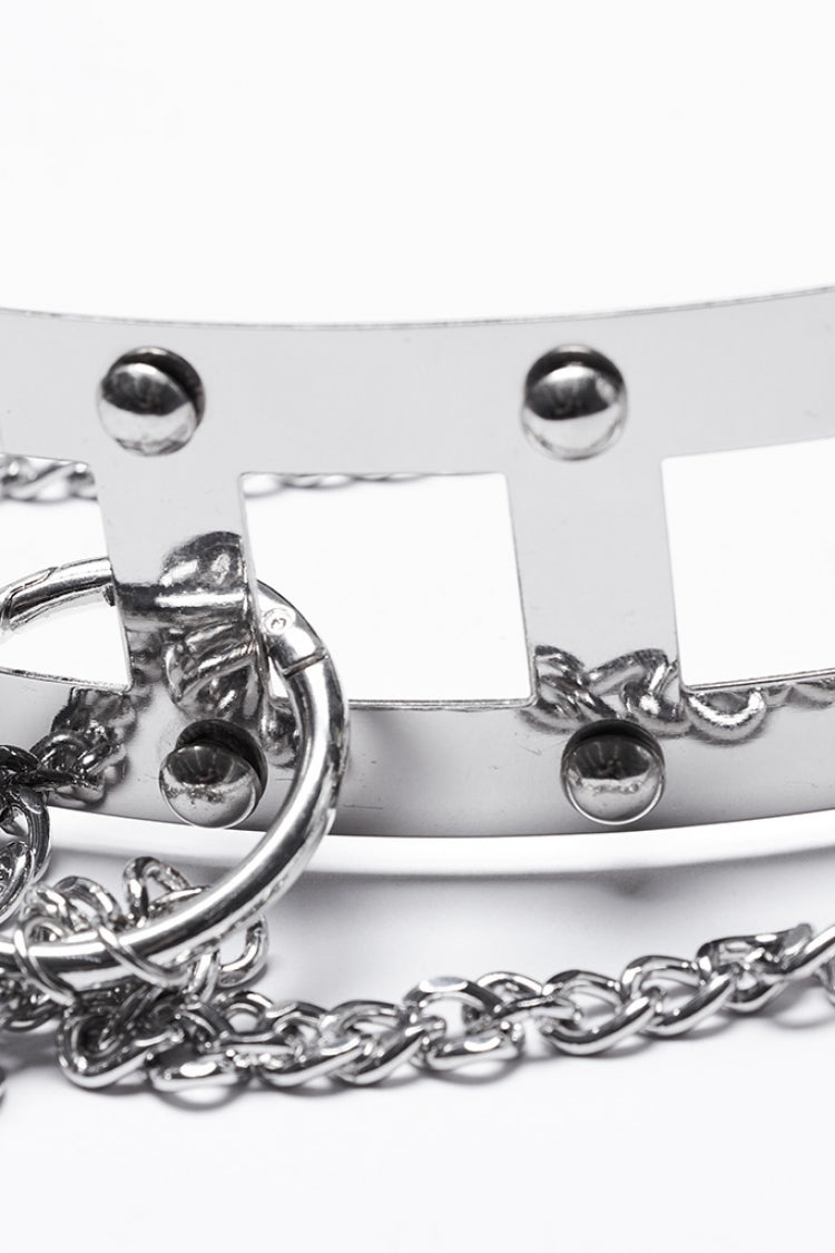 Punk Studded Metal Chain Belt for Women