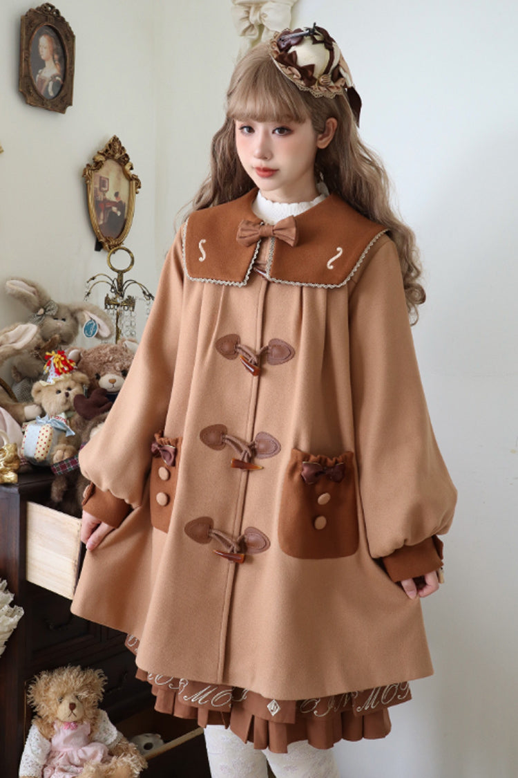 Violin Embroidery Horn Button Sweet College Lolita Coat