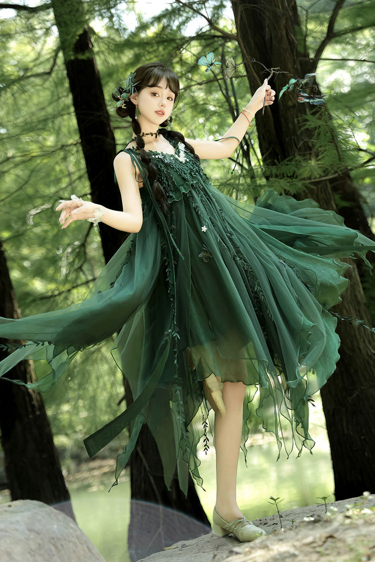 Emerald Forest Asymmetric Hem Sweet Chinese Jumper