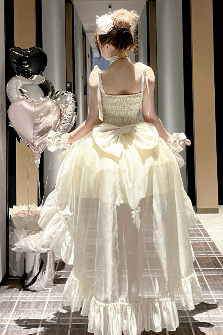 White Triple Layer Bow Lace Sweet Lolita Jsk