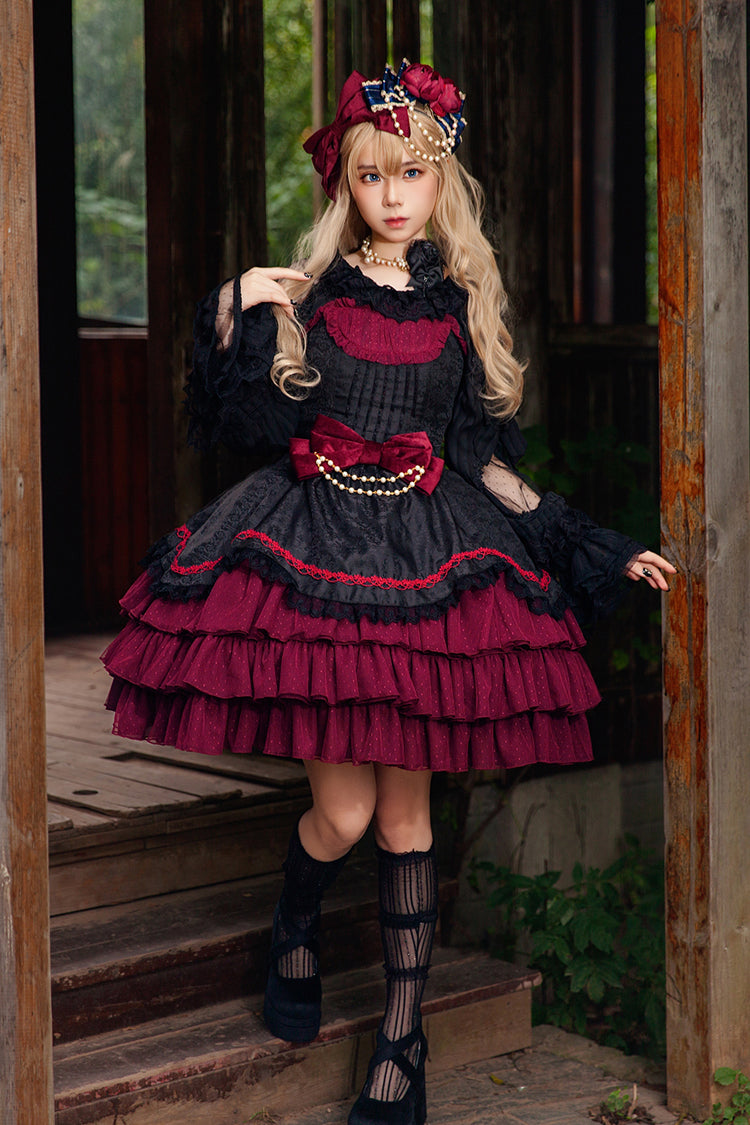 Pearl Box Slim Sweet Elegant Lolita JSK with Triple-Layered Bowknot