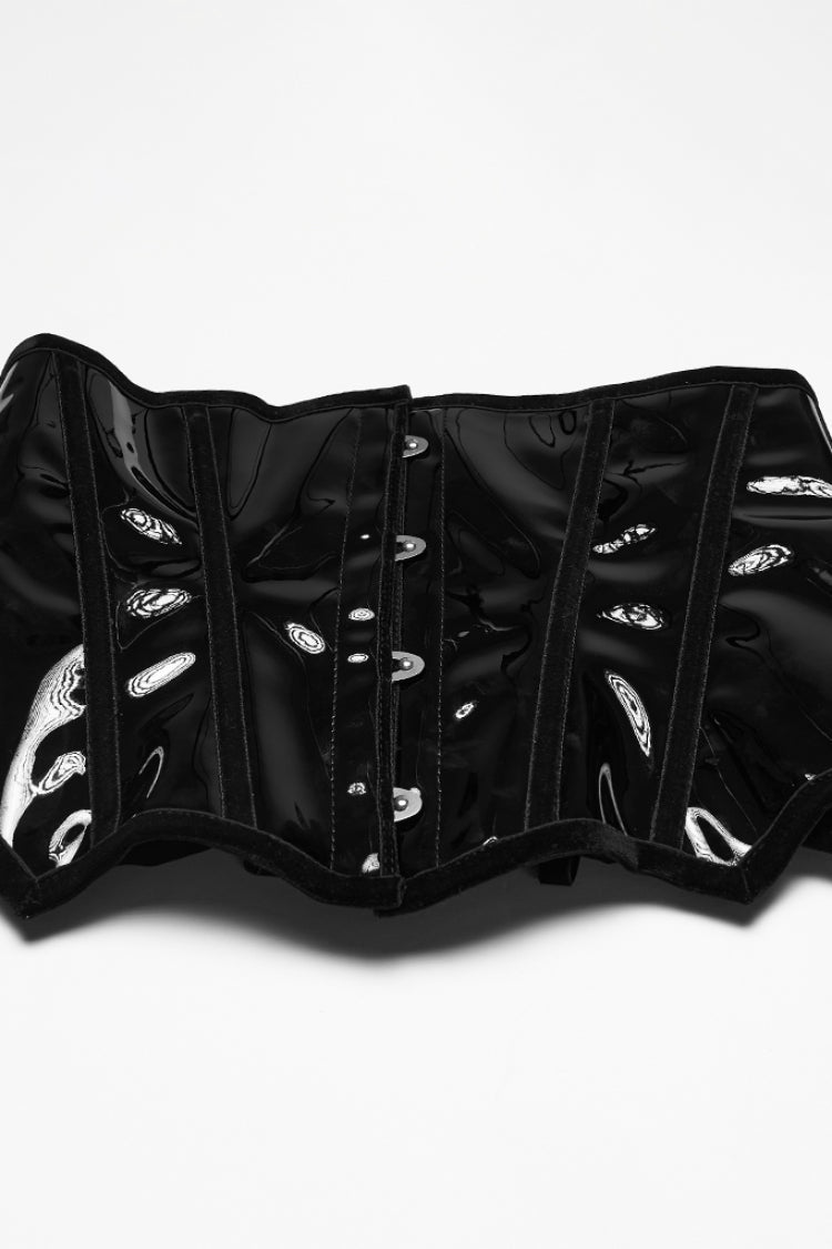 Glossy Vinyl Underbust Corset for Gothic Women