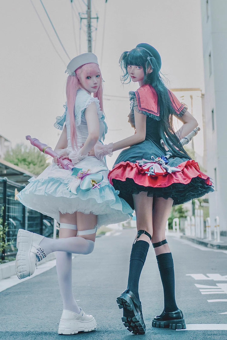 Jirai Kei Dress with Doll Collar and Ruffle Bow - Magical Girl, 2 Hues