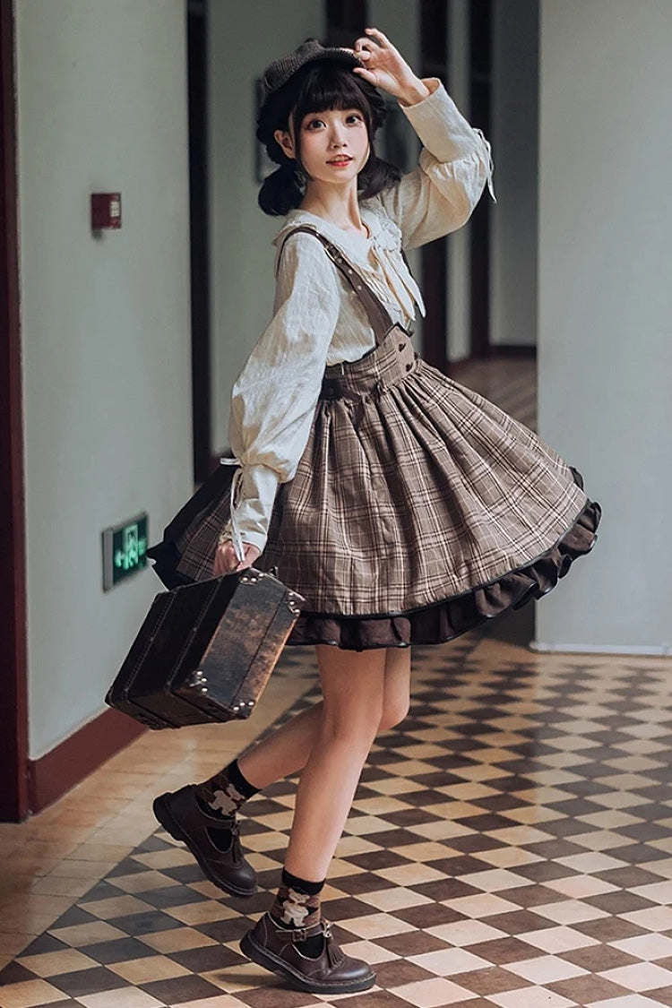 Cocoa Sherlock Detective Ruffle Color-Block Gothic Lolita Skirt
