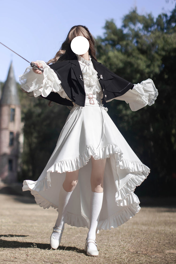 Ivory Ouji Skirt Pants with Ruffled Long Sleeves - Day and Night Song