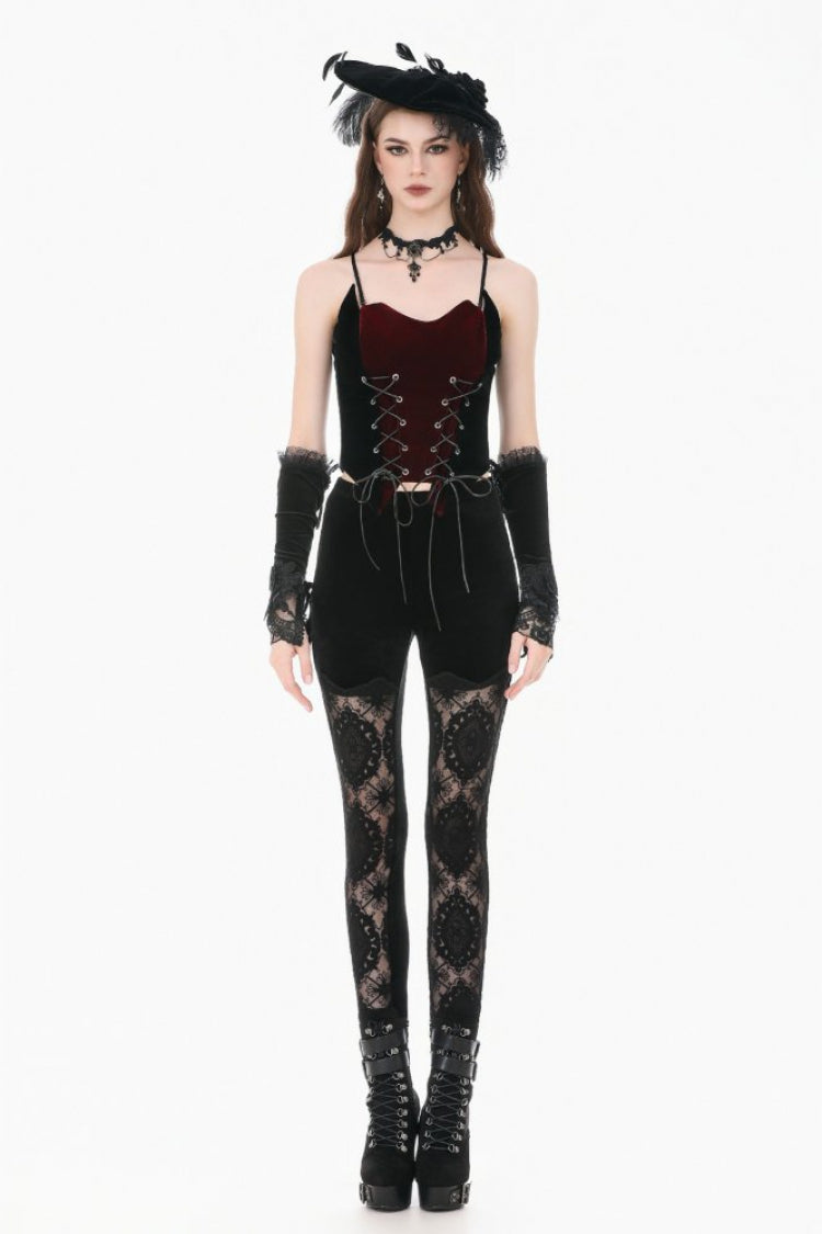 Crimson & Noir Contrast Double-Row Eyelet Vintage Bustier