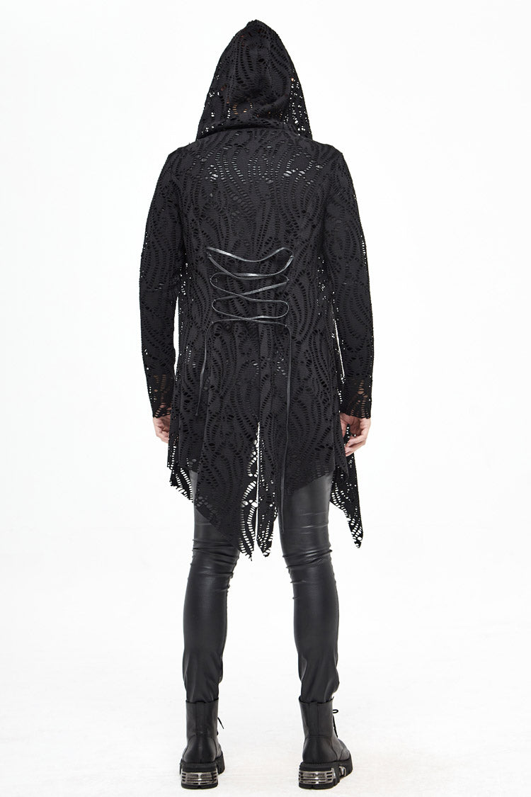 Sharp Hem Punk Coat with Broken Holes