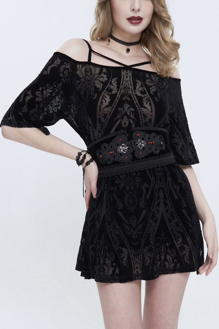 Print Front Long Back Slit Off-Shoulder Punk Dress