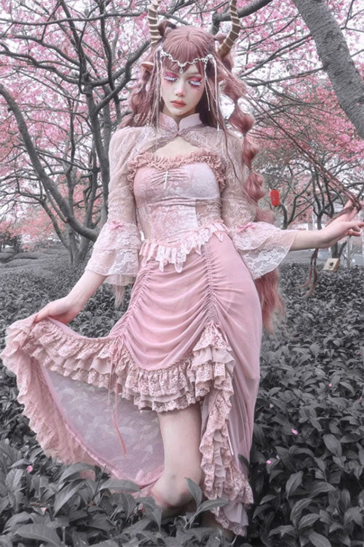 Cherry Gothic V-Neck High-Waist JSK