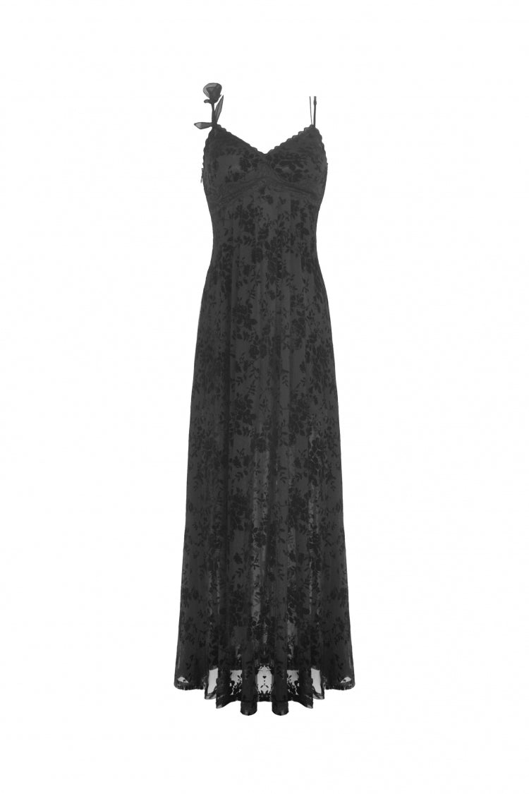 Sleeveless Lace Gothic Maxi Rose Slip Dress