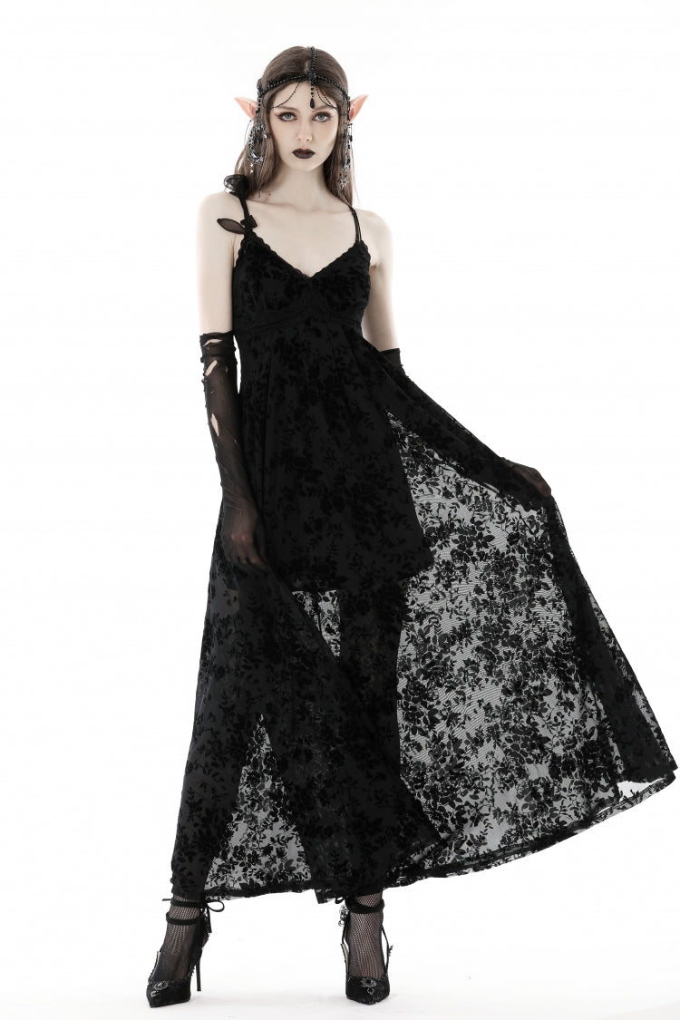 Sleeveless Lace Gothic Maxi Rose Slip Dress
