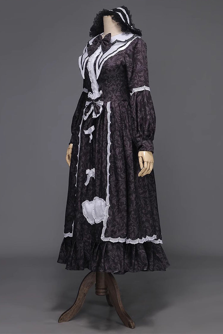 Black Bowknot Sweet Lolita Dress - Long Sleeved Maid
