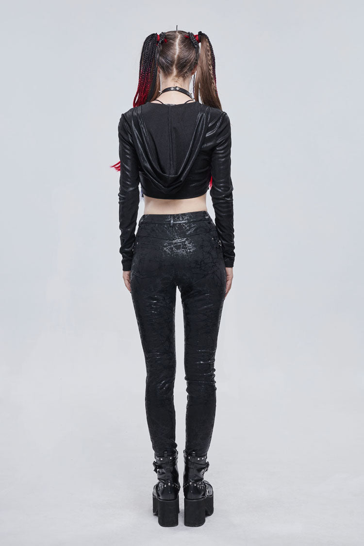 Punk Tee with Rope Details and Vertical Texture for Women