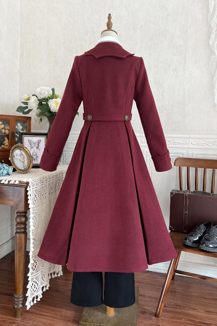 Dracula-Themed Dark Red Gothic Prince Coat with Long Sleeves