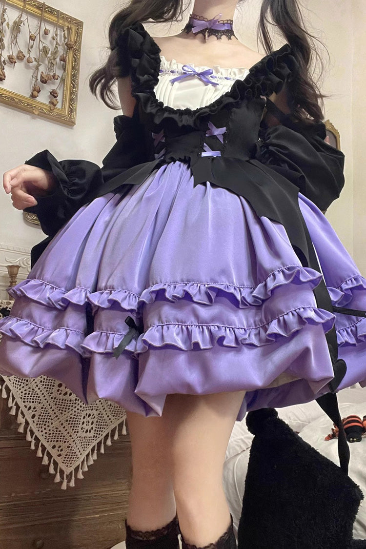 Lavender Starry Night Witch Multi-Layer Ruffled Jumper Dress