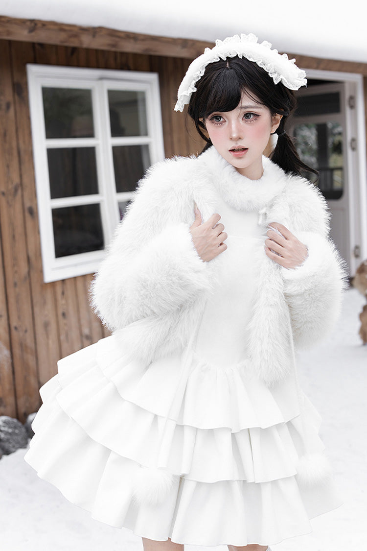 Triple Ruffled Bow Sweet Lolita JSK Outfit