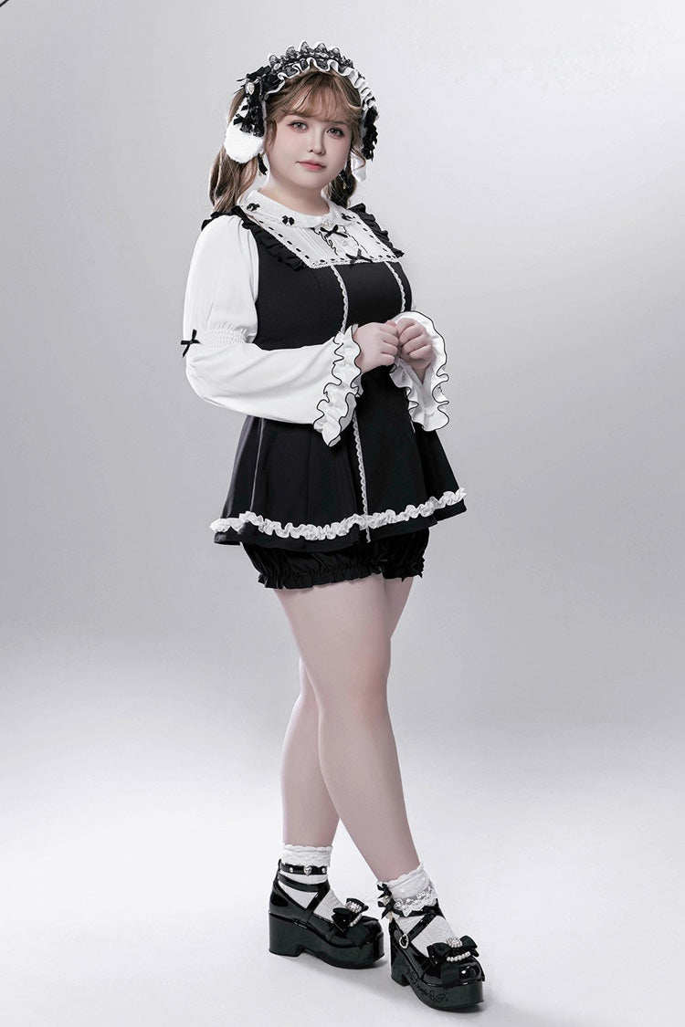Maid-Style Jirai Kei Dress with Detachable Apron and Ruffle Bow