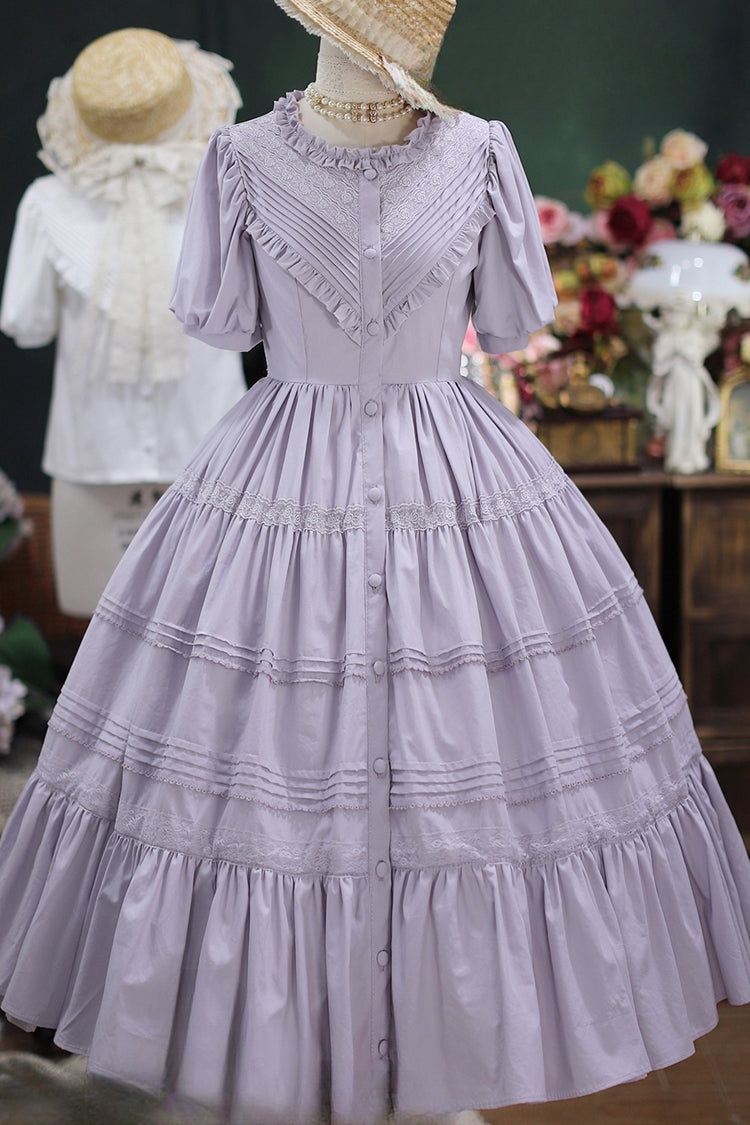Sweet Lolita Dress with Ruffles, Short Sleeves, Cardigan Style