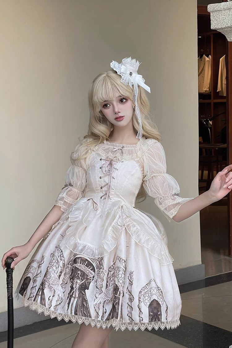 Lovely Half-Lantern Sleeve Sheer Bow-Trimmed Blouse in Two Shades