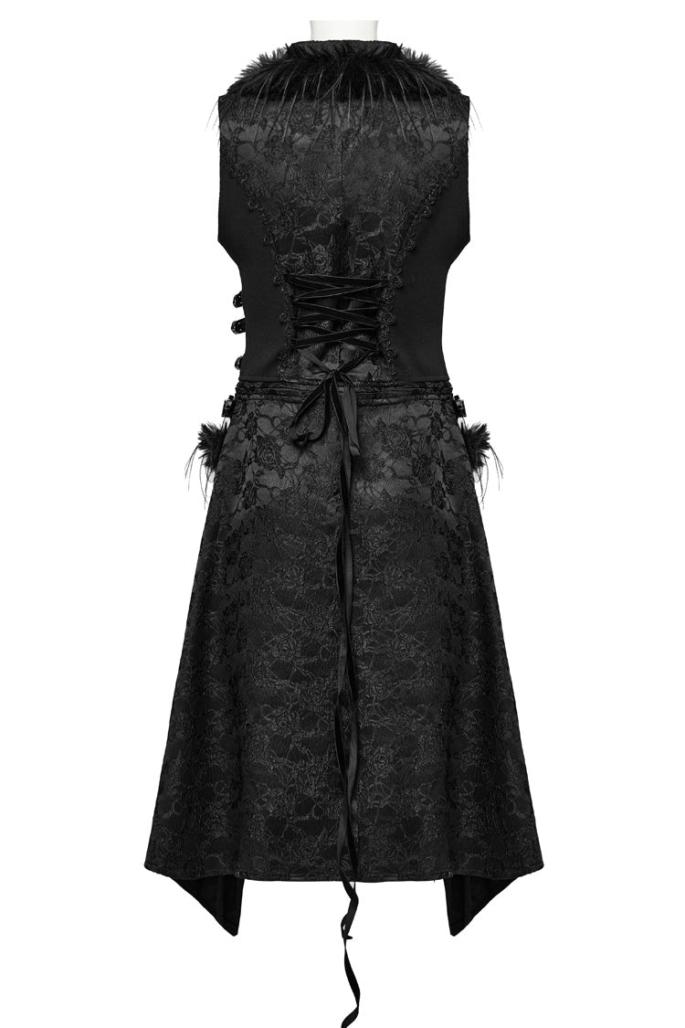 Detachable Jacquard Lace-Up Gothic Sleeveless Vest