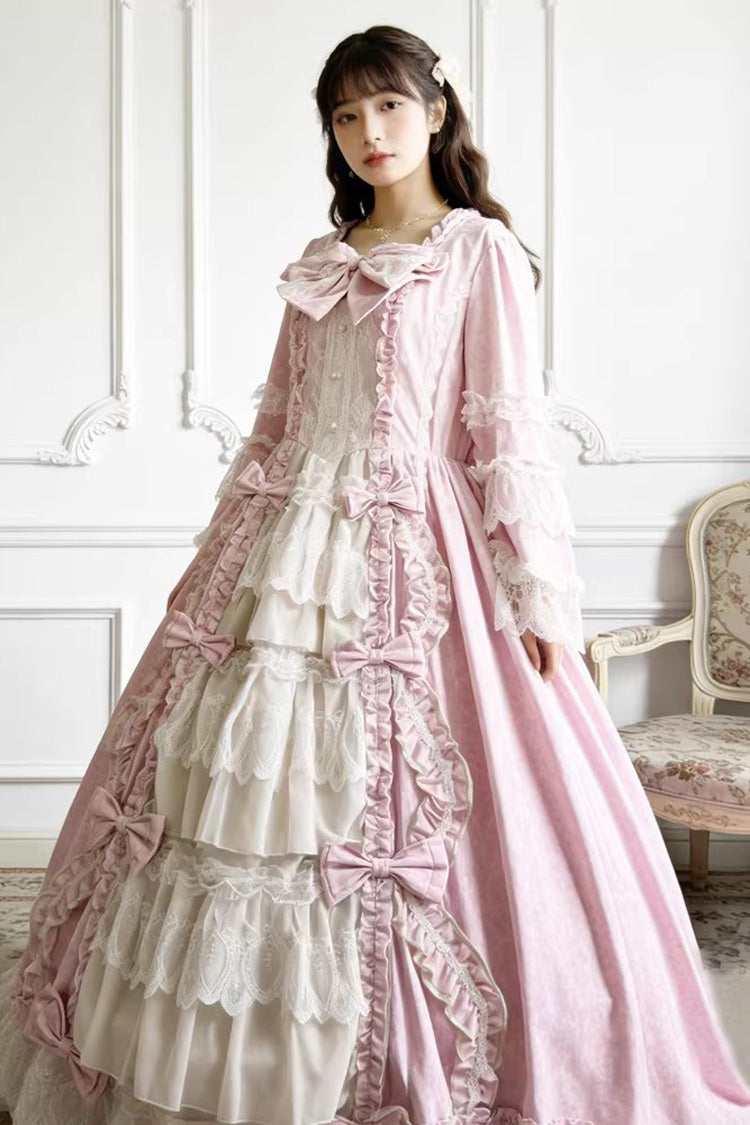 Victorian Lace Princess Dress - Plus Size Ruffled Front Bow