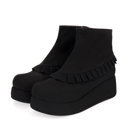 Ruffle College Style Round-Toe Platform Boots for Lolita