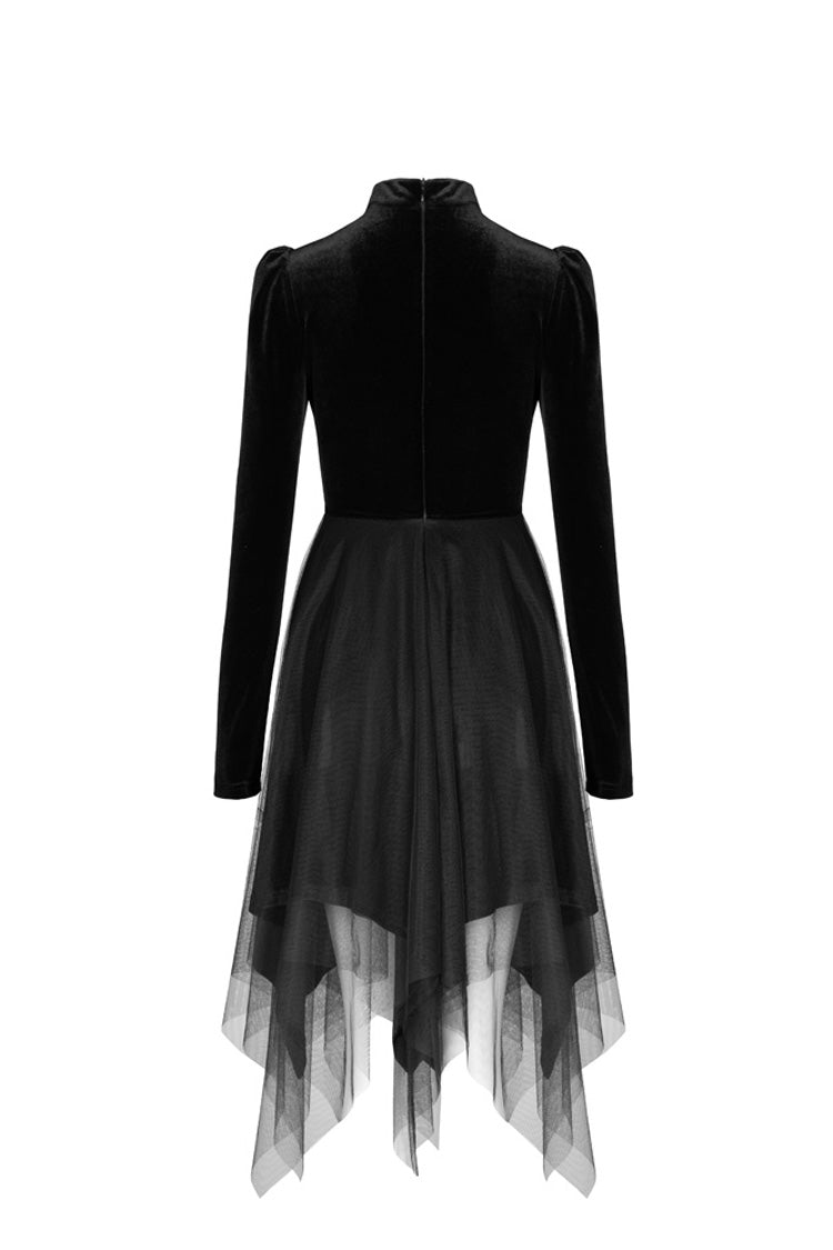 Velvet Mesh Stitching Elastic Gothic Dress