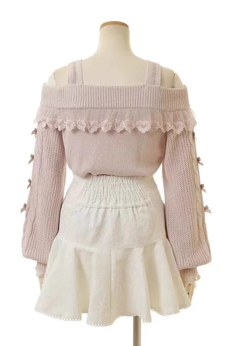 White Double Breasted Lace-Up Sweet Jirai Kei Skirt