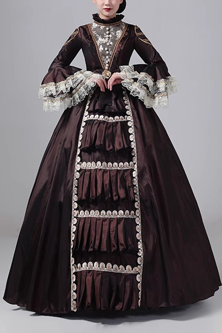 British Embroidered Medieval Victorian Gown - Vintage Court Style