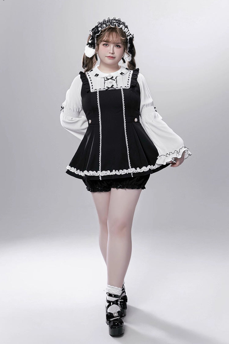Maid-Style Jirai Kei Dress with Detachable Apron and Ruffle Bow