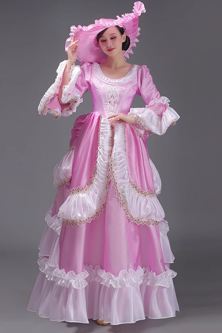 European Princess Dress with Multi-Layer Ruffles, Long Sleeves
