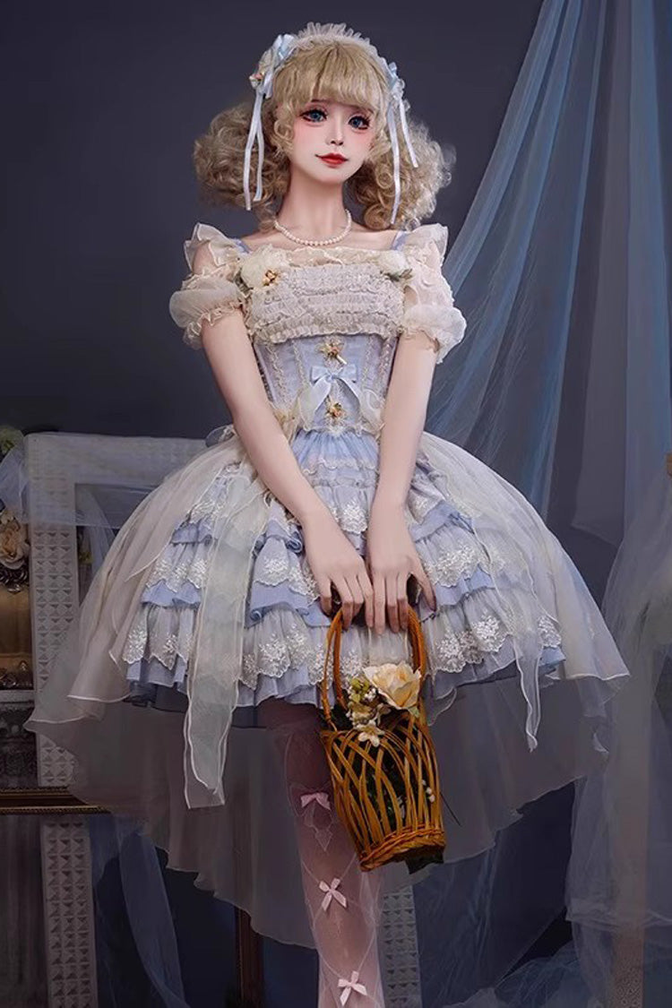 Multi-Layered Ruffle Bow Ballet Lolita JSK Dress